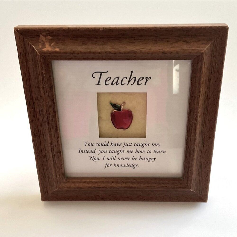 Vintage Simply Charmin 2002 Teacher Apple Wood Standup Frame Y2K